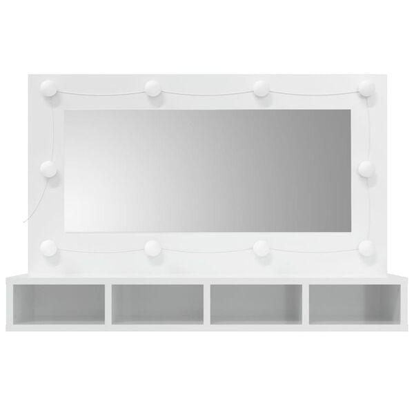 vidaXL Armoire &agrave; miroir avec LED Blanc brillant 90x31,5x62 cm