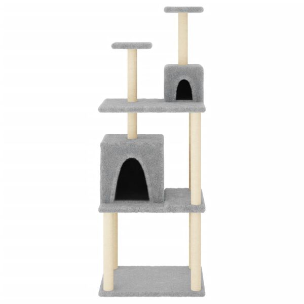 vidaXL Arbre &agrave; chat avec griffoirs en sisal Gris clair 167 cm