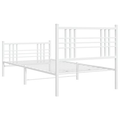 vidaXL Cadre de lit métal sans matelas et pied de lit blanc 100x190 cm