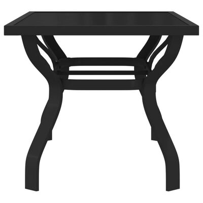 vidaXL Table de jardin Noir 140x70x70 cm Acier et verre