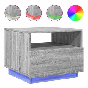 vidaXL Table basse avec lumi&egrave;res LED sonoma gris 50x49x40 cm