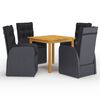 vidaXL Ensemble &agrave; manger de jardin 5 pcs Noir