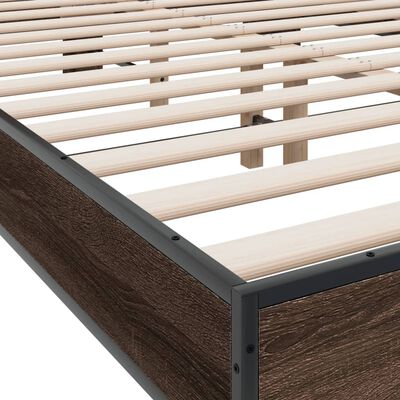 vidaXL Cadre de lit chêne marron 120x200 cm bois d'ingénierie et métal