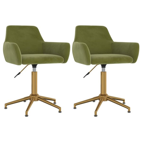 vidaXL Chaises pivotantes &agrave; manger lot de 2 Vert clair Velours