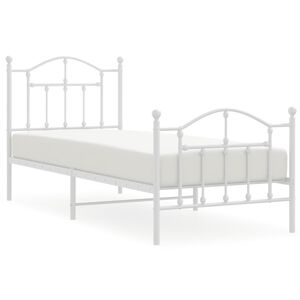 vidaXL Cadre de lit m&eacute;tal sans matelas avec pied de lit blanc 90x190cm