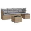 vidaXL Salon de jardin avec coussins 6 pcs beige r&eacute;sine tress&eacute;e