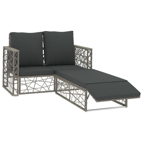 vidaXL Salon de jardin 2 pcs avec coussins Résine tressée Gris