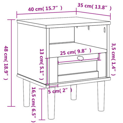 vidaXL Table de chevet SENJA aspect de rotin noir bois de pin massif