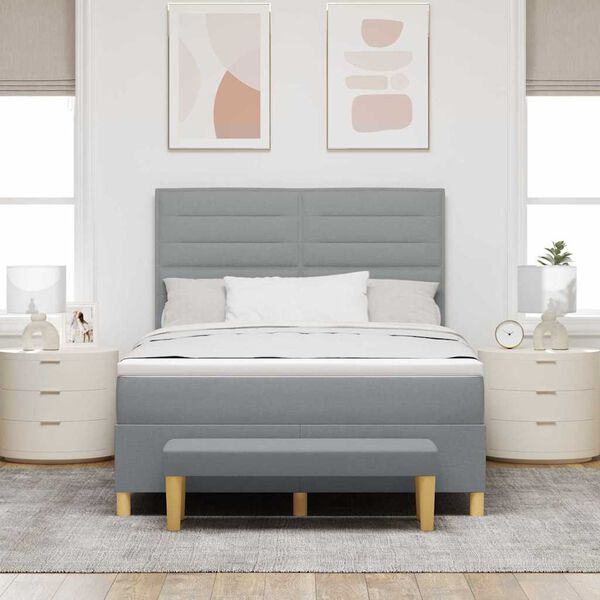 vidaXL Lit &agrave; ressorts avec matelas Gris clair 140 x 200 cm tissu