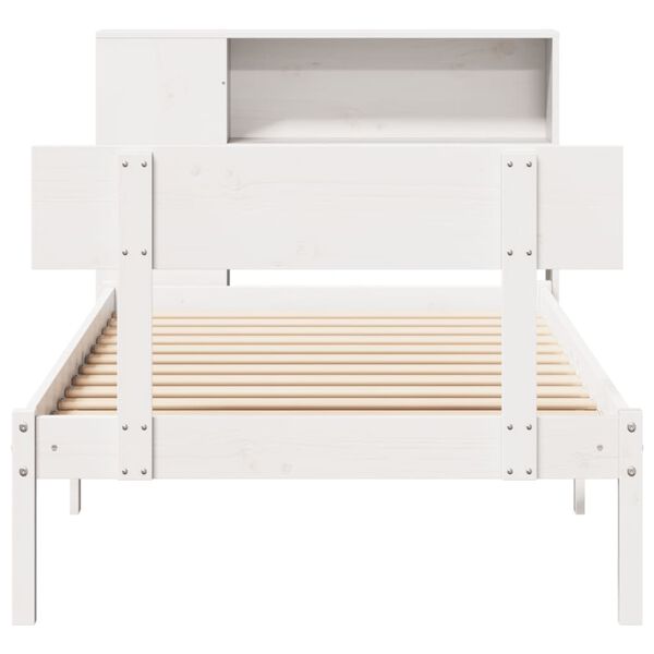 vidaXL Lit biblioth&egrave;que sans matelas blanc 100x200 cm bois pin massif