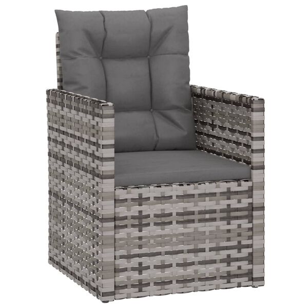 vidaXL Fauteuil de jardin avec coussins Gris Résine tressée