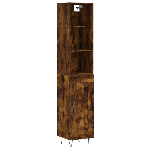 vidaXL Buffet haut Ch&ecirc;ne fum&eacute; 34,5x34x180 cm Bois d'ing&eacute;nierie
