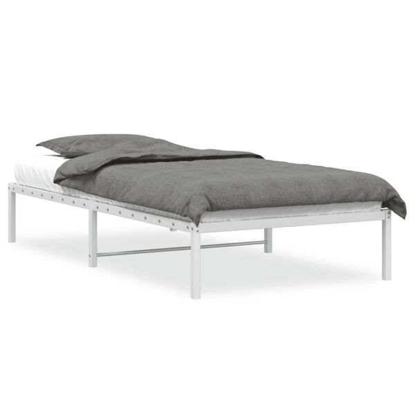 vidaXL Cadre de lit en m&eacute;tal sans matelas blanc 107x203 cm