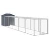 vidaXL Poulailler avec cour anthracite 117x609x123 cm acier galvanis&eacute;
