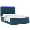 vidaXL Cadre de lit ottoman avec matelas bleu fonc&eacute; 140x190 cm velours