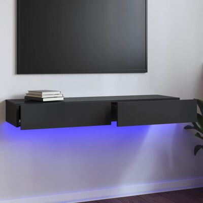 vidaXL Meuble TV avec lumières LED Gris brillant 120x35x15,5 cm