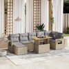 vidaXL Salon de jardin avec coussins 8 pcs beige r&eacute;sine tress&eacute;e