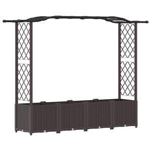 vidaXL Lit &Eacute;lev&eacute; avec Treillis et Toit Marron 204 x 40 x 138 cm PP