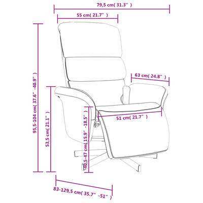 vidaXL Fauteuil inclinable de massage avec repose-pieds noir tissu