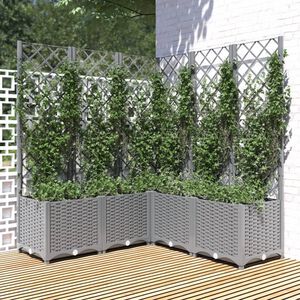 vidaXL Jardini&egrave;re avec treillis gris clair 120x120x136cm polypropyl&egrave;ne