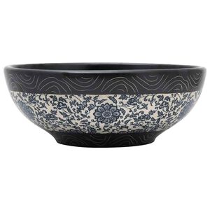 vidaXL Vasque &agrave; poser noir et bleu rond &Phi;41x14 cm c&eacute;ramique