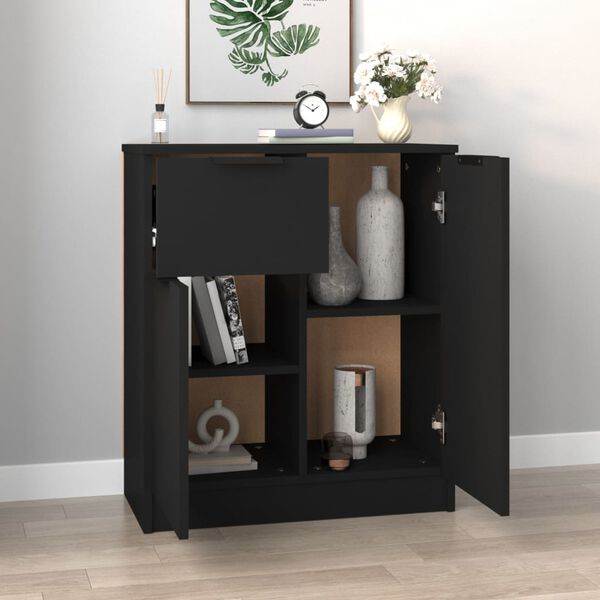 vidaXL Buffet noir 60x30x70 cm bois d'ing&eacute;nierie