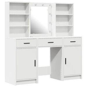 vidaXL Ensemble de table de maquillage avec LED 3 pc Blanc