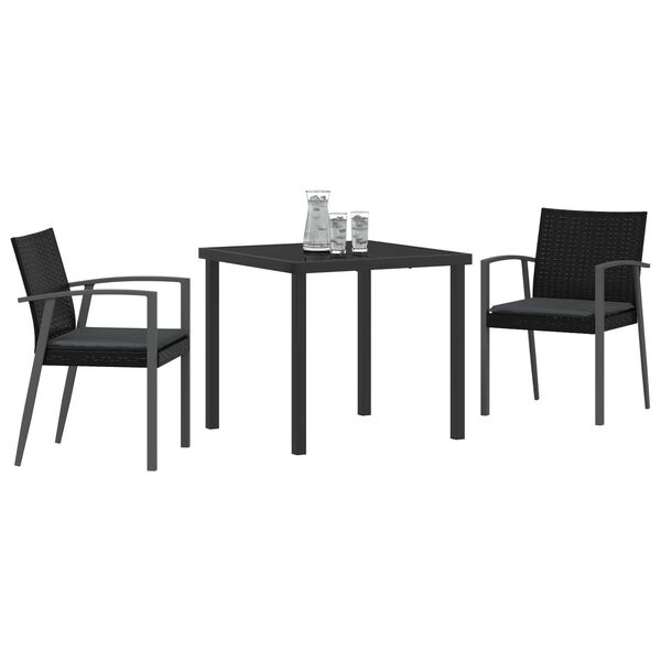 vidaXL Ensemble de salle à manger pour jardin 3 pcs Noir et gris