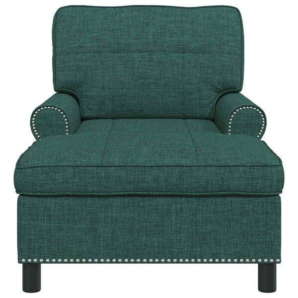 vidaXL Chaise longue avec coussin Vert foncé 91 x 157 x 91 cm tissu