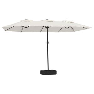 vidaXL Parasol &agrave; double t&ecirc;te blanc sable 449x265 cm
