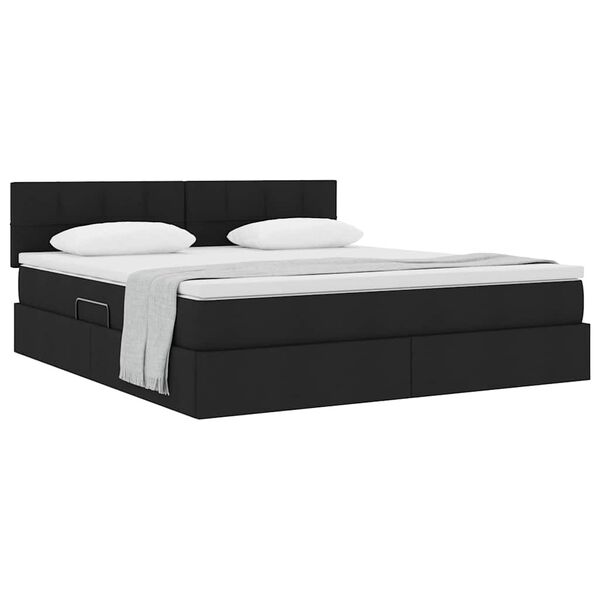 vidaXL Lit avec rangement et matelas avec matelas Noir 180 x 200 cm