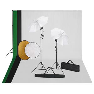 vidaXL Kit de studio photo avec lampes toile de fond et r&eacute;flecteur