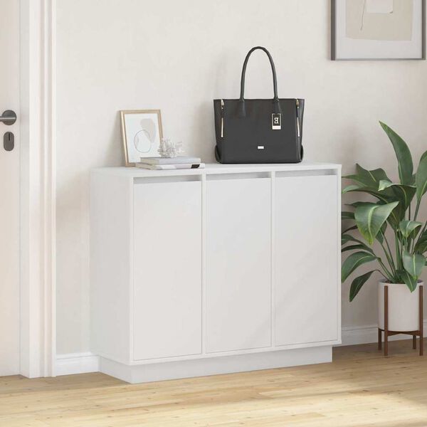 vidaXL Buffet LED Blanc 90 x 32 x 75 cm Bois d'ing&eacute;nierie