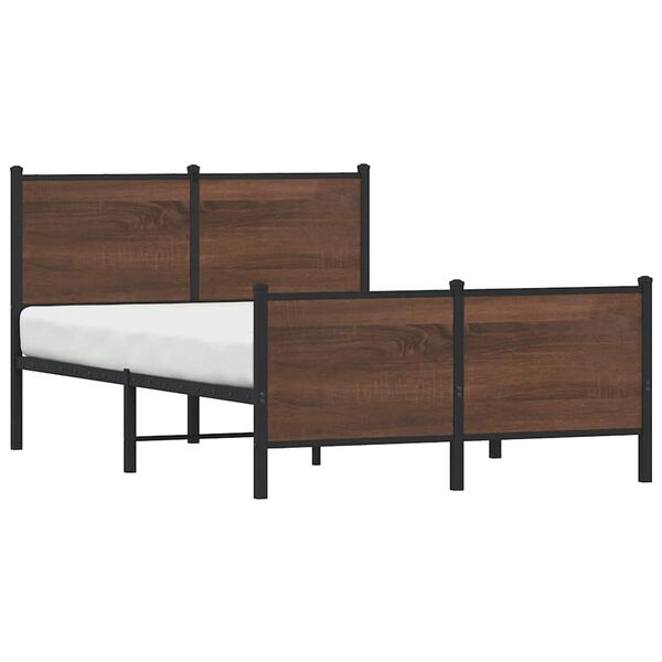 vidaXL Cadre de lit en m&eacute;tal sans matelas ch&ecirc;ne marron 120x200 cm