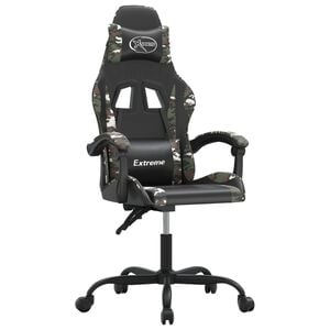 vidaXL Chaise de jeu pivotante Noir et camouflage Similicuir