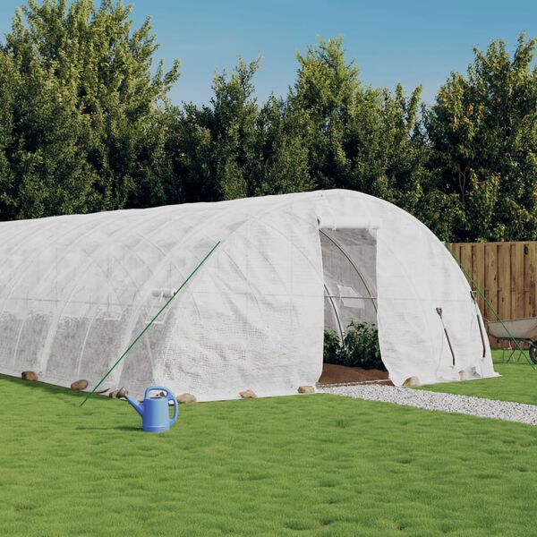 vidaXL Serre avec cadre en acier blanc 80 m&sup2; 16x5x2,3 m