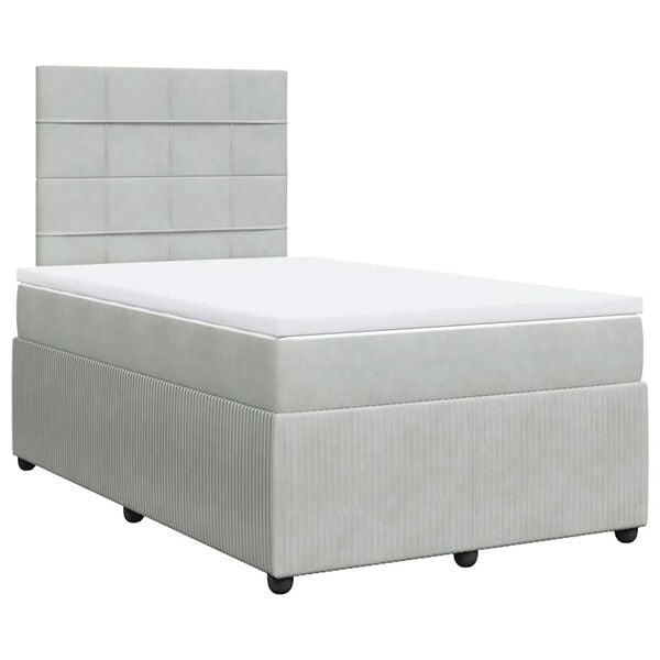 vidaXL Sommier &agrave; lattes de lit et matelas Gris clair 120x200cm Velours