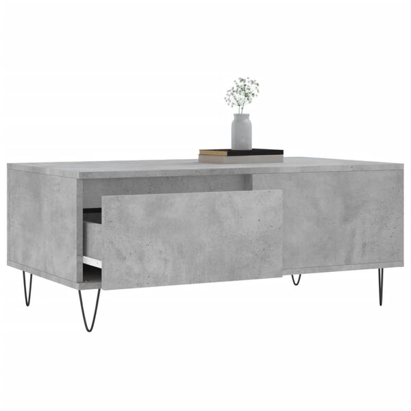 vidaXL Table basse Gris b&eacute;ton 90x50x36,5 cm Bois d'ing&eacute;nierie