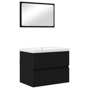 vidaXL Ensemble de mobilier de salle de bain 3 pc Ch&ecirc;ne noir