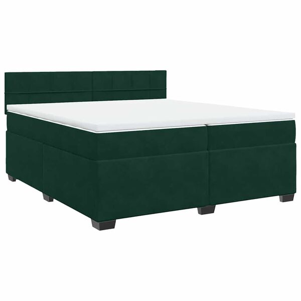 vidaXL Sommier &agrave; lattes de lit et matelas Vert fonc&eacute; 200x200cm Velours