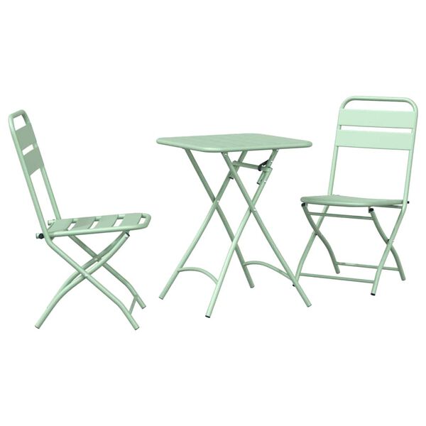 vidaXL Ensemble bistrot 3 pcs Vert Acier