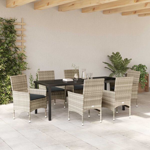 vidaXL Ensemble de salle &agrave; manger pour jardin 7 pcs Gris clair