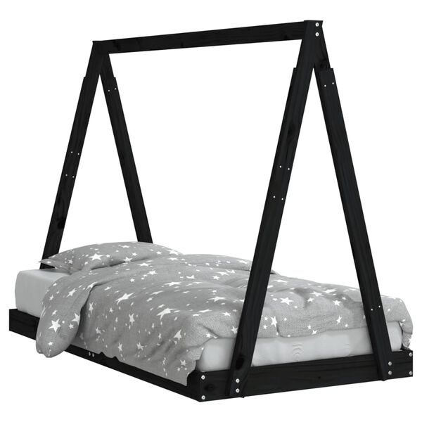 vidaXL Cadre de lit pour enfant noir 80x160 cm bois de pin massif