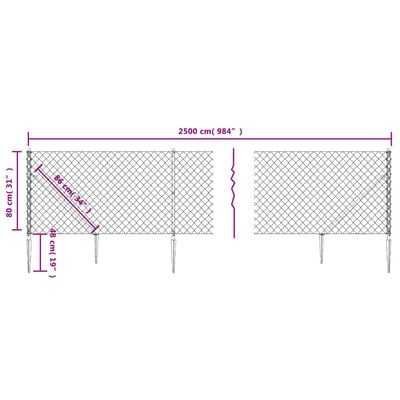 vidaXL Clôture à mailles losangées avec ancrage anthracite 0,8x25 m