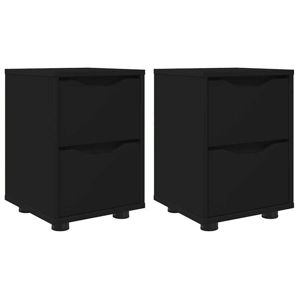 vidaXL Tables de chevet 2 pcs Noir 30,5 x 30 x 43 cm Bois d'ing&eacute;nierie