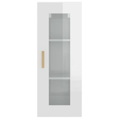 vidaXL Armoire murale suspendue Blanc brillant 34,5x34x90 cm