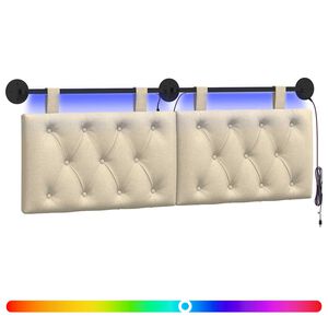 vidaXL T&ecirc;te de lit suspendue Avec lumi&egrave;re LED Cr&egrave;me Tissu