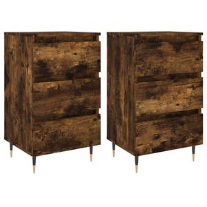 vidaXL Tables de chevet 2 pcs ch&ecirc;ne fum&eacute; 40x35x69 cm bois ing&eacute;nierie