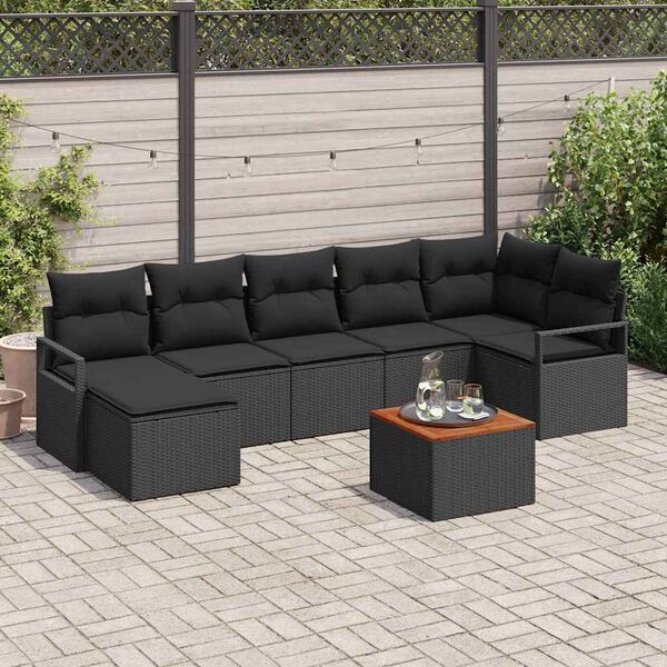 vidaXL Ensemble de canap&eacute; de jardin avec stockage 8 pcs Noir polyrotin