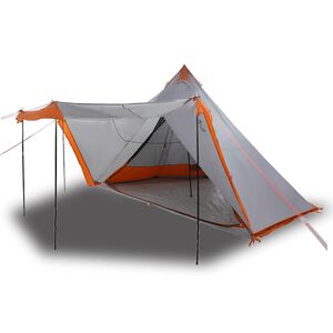 vidaXL Tente familiale tipi 8 personnes gris et orange imperm&eacute;able